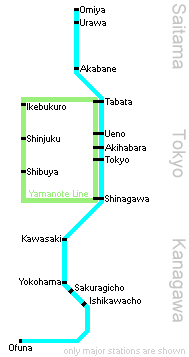 Carte de la ligne Keihin Tohoku