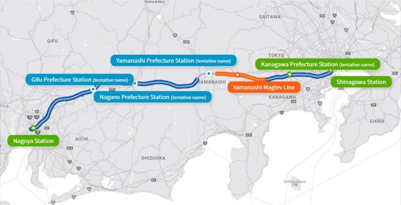 Carte du Chuo Shinkansen