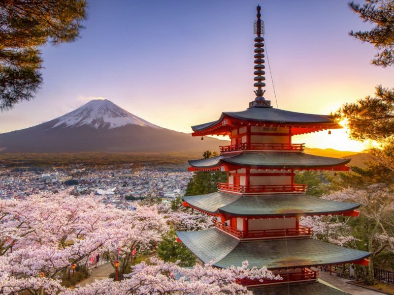 Chureito Pagoda with the Mount Fuji in the background