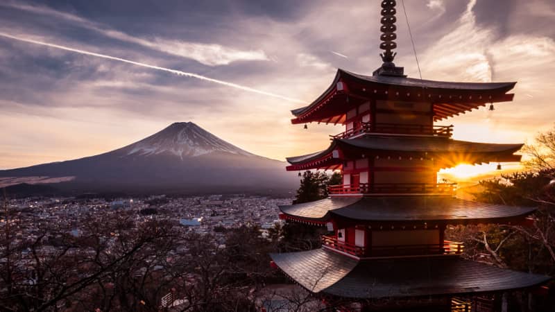 Chureito Pagoda at Sunset