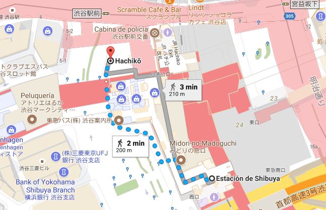 Statue de Hachiko sur Google Maps