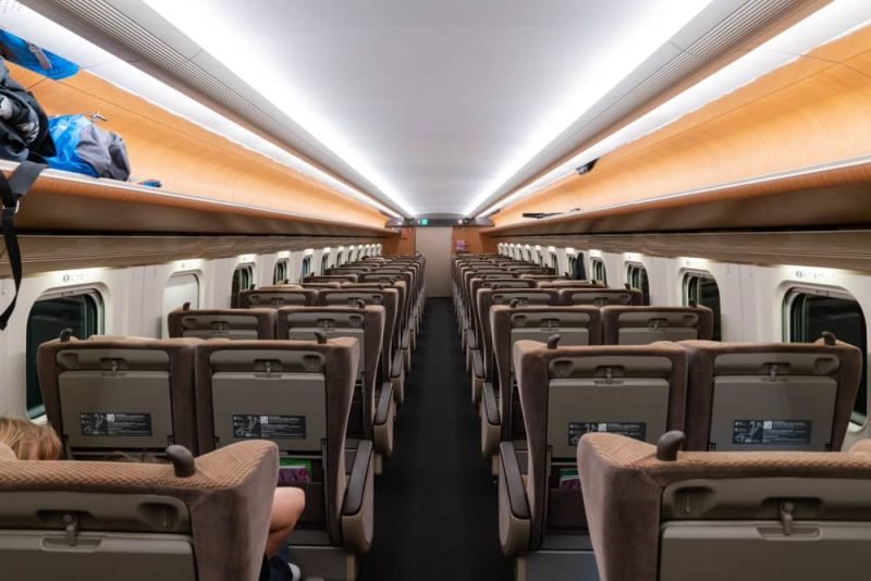 Interior of a Shinkansen Green Class car.