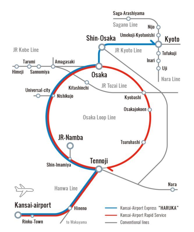 Kansai airport trains map