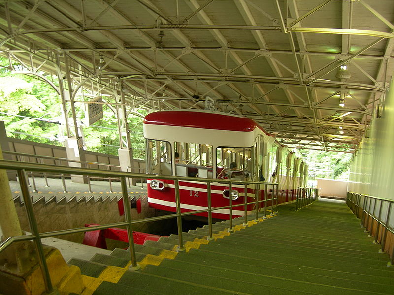 Koyasan cable car at the station platform