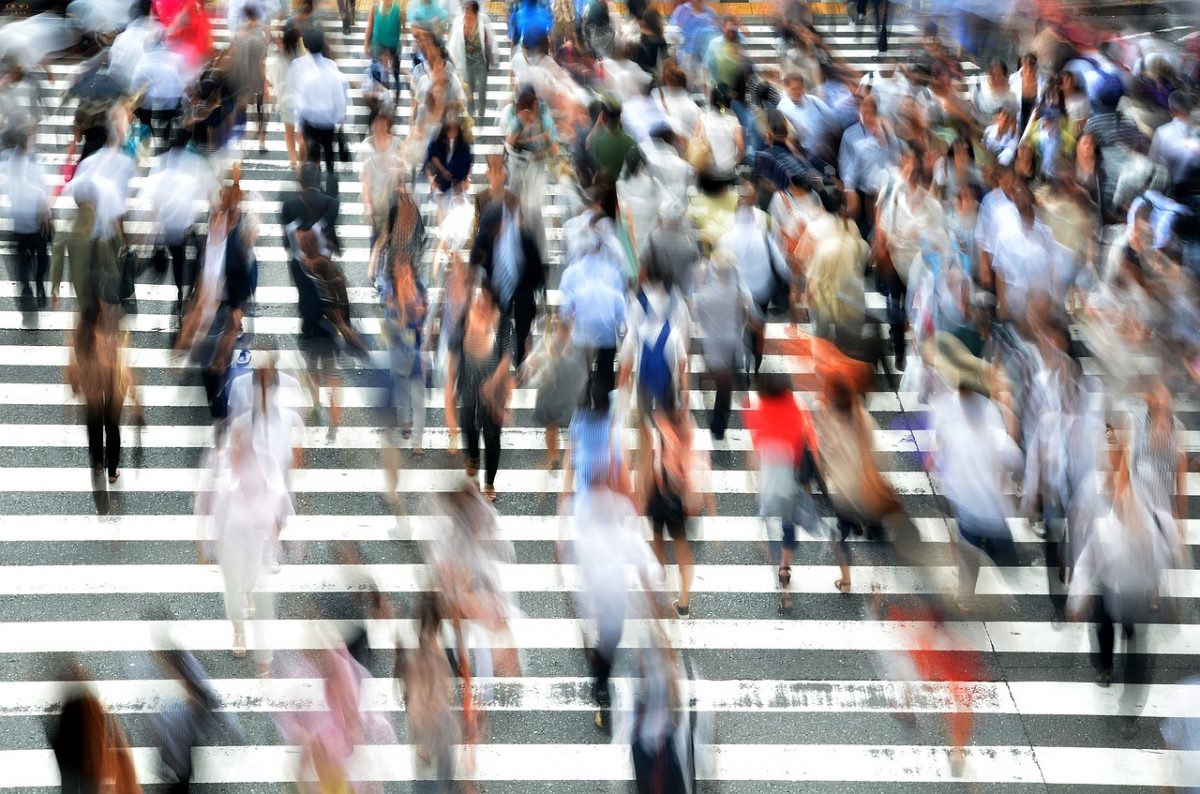 Japanese pedestrians crossing