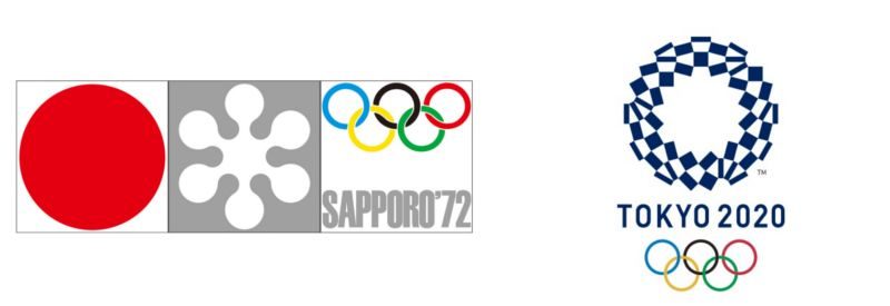 Tokyo 2020 Olympics and Sapporo '72 Winter Olympics logos