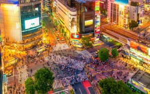 Shibuya crossing by night