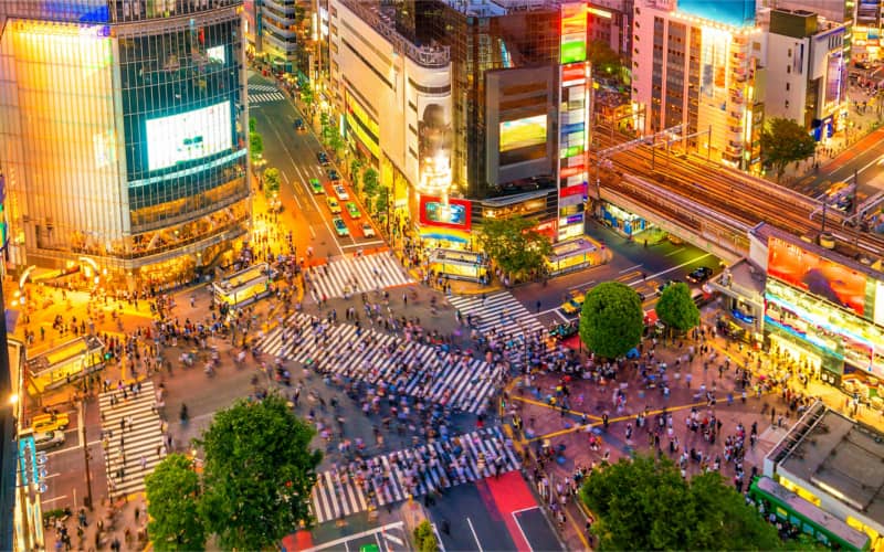 Shibuya crossing by night