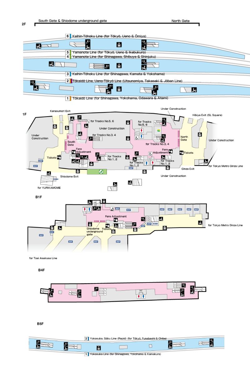 Carte de la gare de Shimbashi, Tokyo