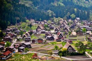 Panoramic view of Shirakawago village