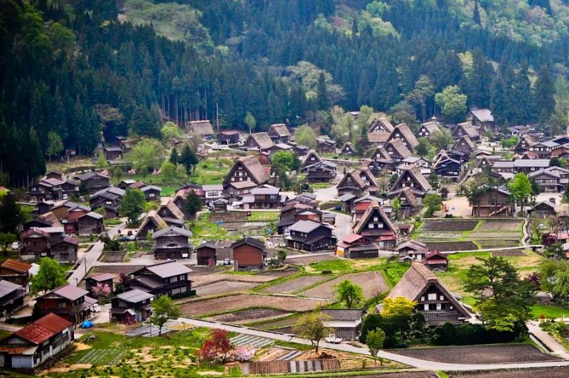 Panoramic view of Shirakawago village