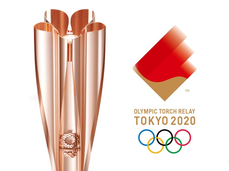 Tokyo 2020 Olympic torch relay emblem and torch