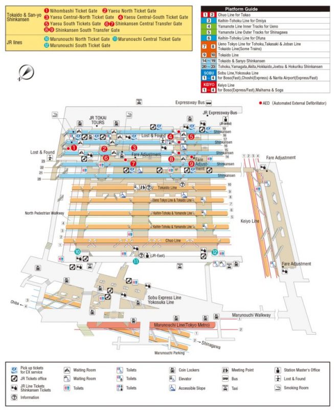 Carte de la gare de Tokyo