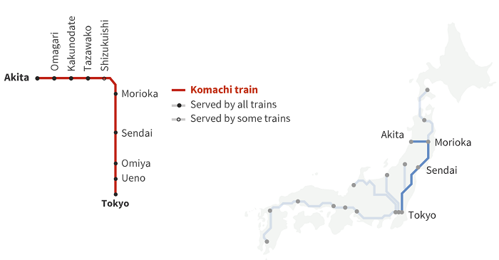 Akita Shinkansen map