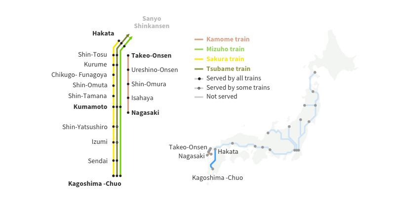 kyushu shinkansen line map